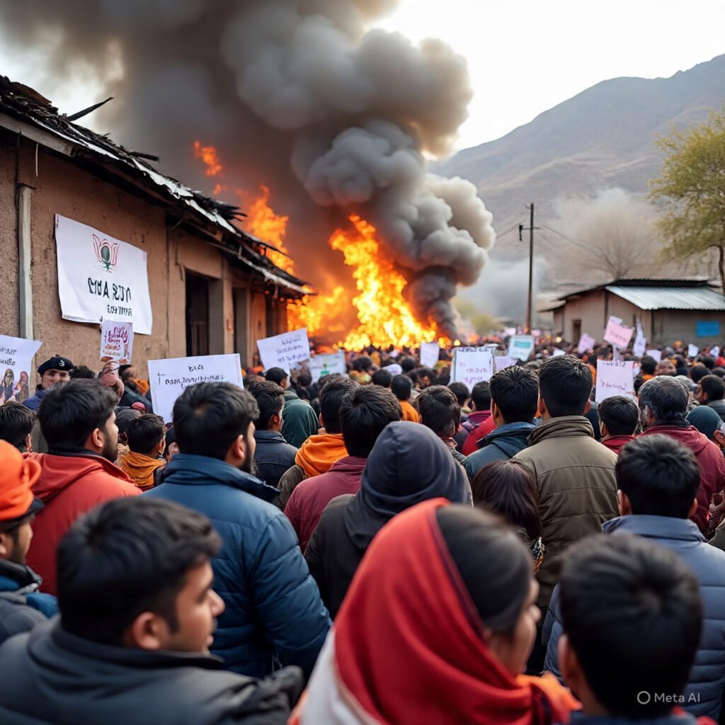 लद्दाख में BJP ऑफिस में आग, इस माँग को लेकर भड़के प्रदर्शनकारी